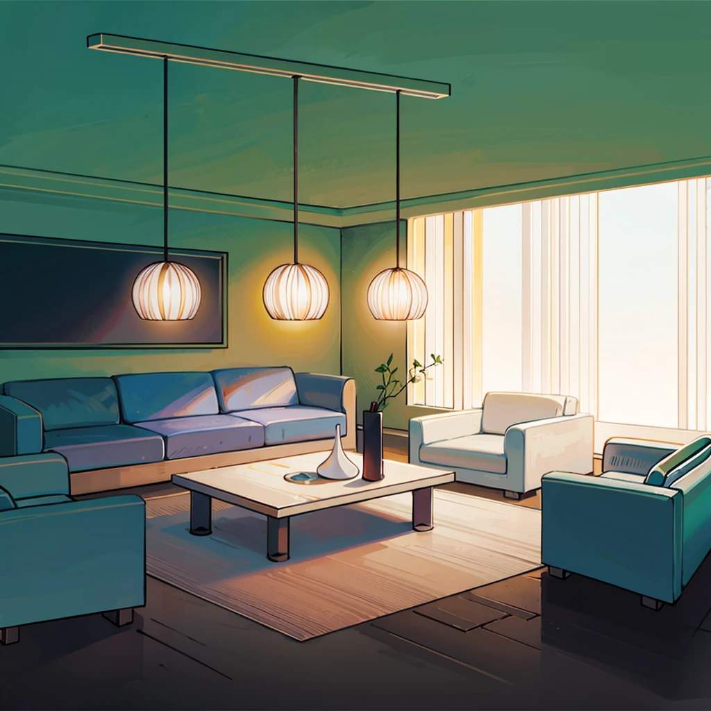 Bedroom, realistic, White and light colours, nice painting and végétation on the outside