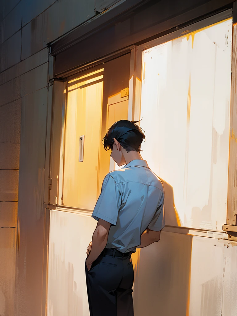 Guy Standing, leaned his back against the building