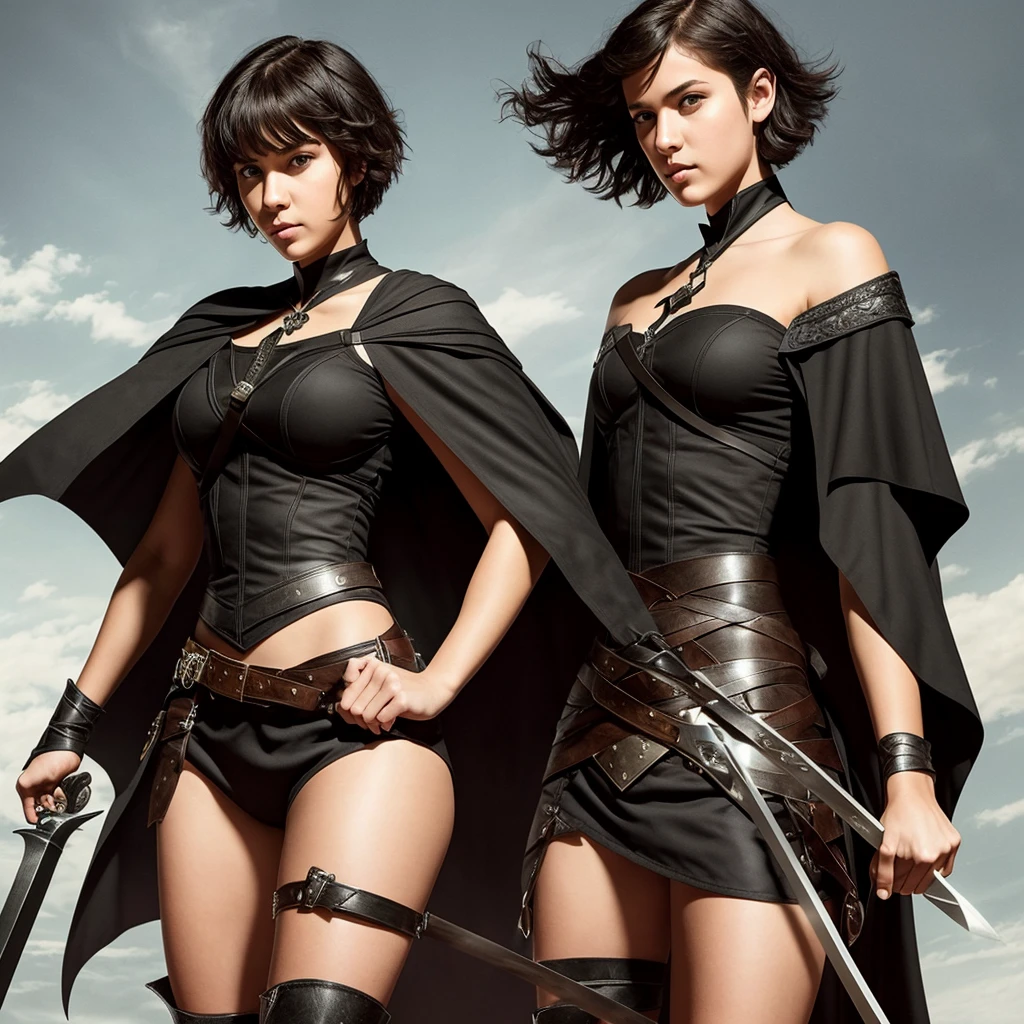 warrior woman, (posterior view), (bikini armor [doradas:violet:0.5]:1.1), ((best qualityer)), ((Big bright blue necklace:1.1)), 1womanl, full body shot shot, (Liv Tyler Fé:1.3),  (sensual and seductive poses:1.1), (muscular thighs:1.1), (bracelet:1.1), (clamp:1.1), (shoulderpads:1.1), (naked torso:0.8), ((Wide leather belt with a hanging dagger)),  (Strapless bra:1.2), Red lips, Fine body, tender white skin, (breasts big: 1.25), very narrow waist, (hair long with bangs: 1.2), (hypdertailed: 1.4), bulky lighting, details Intricate, dynamic poses, Ruins of a medieval castle,  (Powerful cinematic lighting), finely detail, 8k post production, high resolution, super detaill, trends in art stations, sharp focus, depth of field f/1.8,