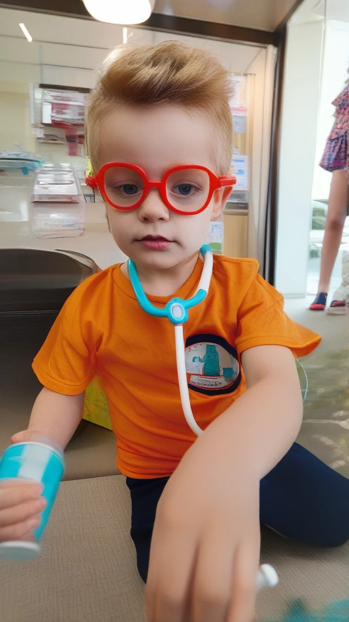 A kid dressed as a doctor