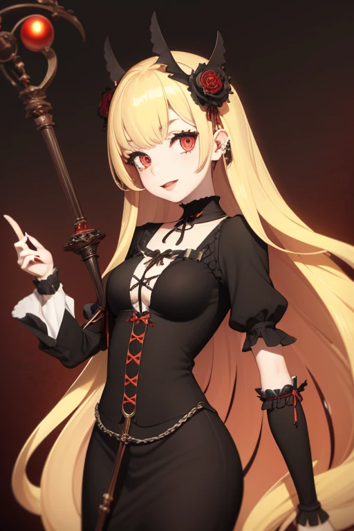 best quality, masterpiece, highres, solo, {ereshkigal_fgo:1.15}, long_hair, blonde_hair, bangs, red_eyes, jewelry, earrings, two_side_up, parted_bangs, ribbon, breasts, blush, tiara, hair_ribbon, bow, skull, medium_breasts, hair_bow, 1girl, looking_at_viewer, dress, black_dress, white_background, cape, red_ribbon, simple_background