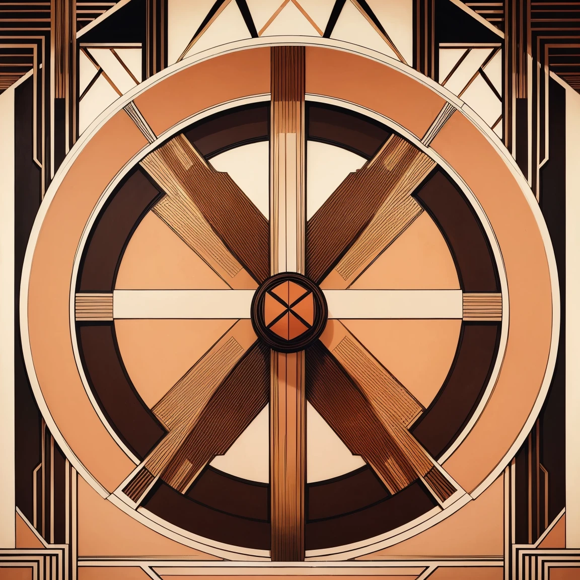(art deco :1.3), brown and peach colors art design, ideal for stickers, t-shirts, posters, thick wide brush strokes