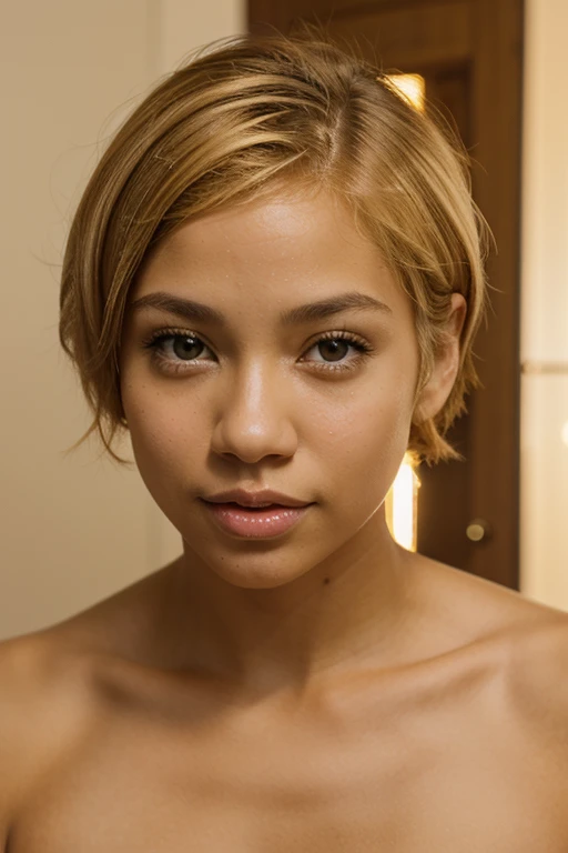 zendaya, 1girl, full body, extreme cleavage, downblouse, nipslip, small breasts, masterpiece, best quality, detailed skin texture, beautiful detailed face, intricate details, ultra detailed, Short blonde hair, (Best quality, A high resolution, Photorealistic, primitive, 8K,Masterpiece, ),Best quality, Masterpiec8K.hdr. High ribs:1.2, filmgrain, Blur bokeh:1.2, Lens flare, (vivd colour:1.2), (Delicate),