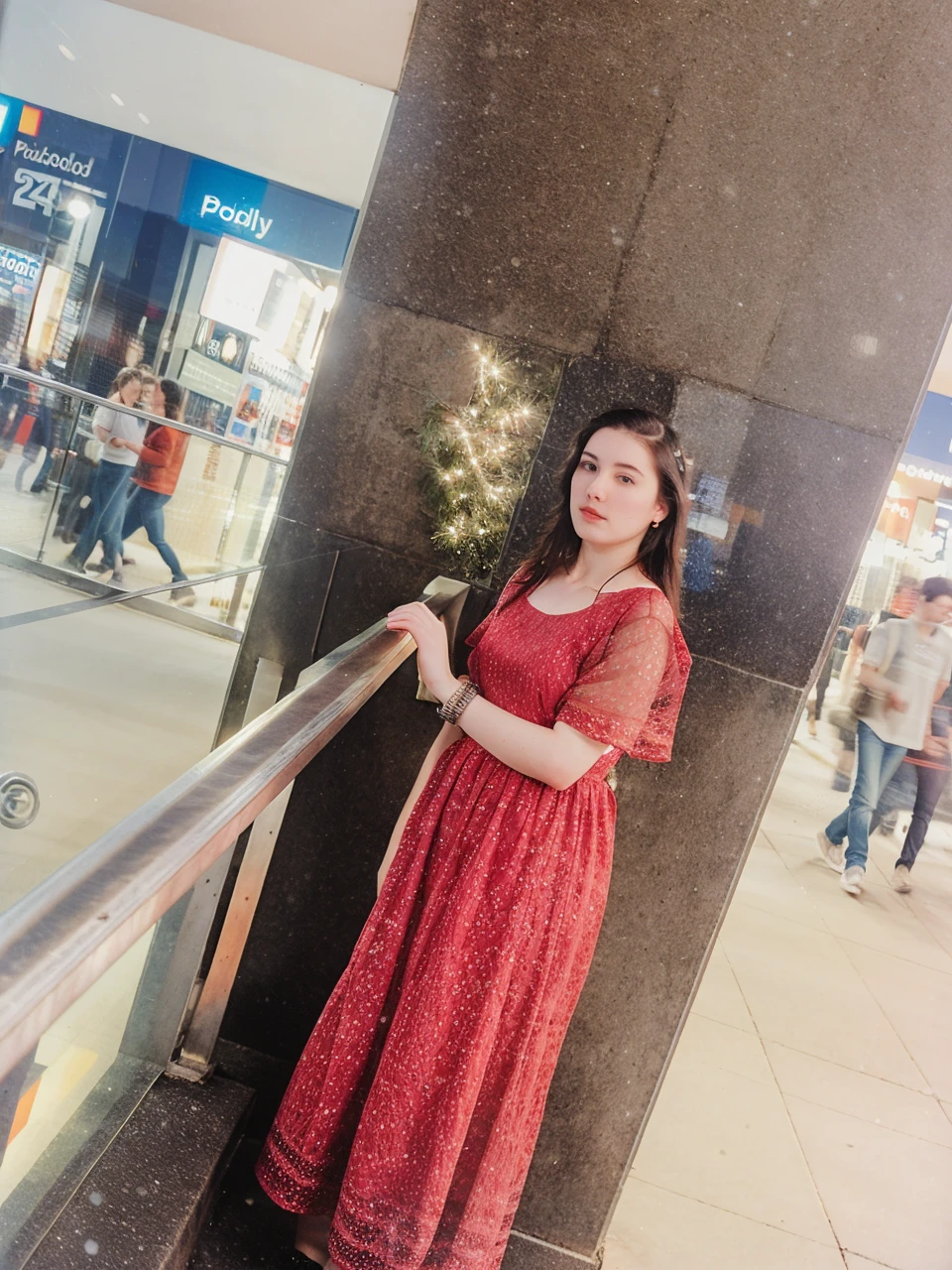 polaroid photo, night photo, photo of 24 y.o beautiful woman, pale skin, bokeh, motion blur
