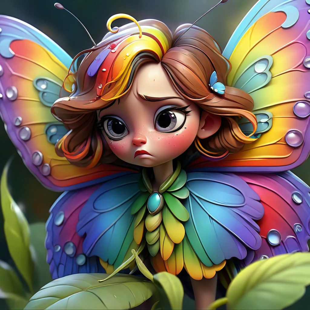 There is a girl with a butterfly costume sitting on a flower, Retrato da fada, Retrato de uma fada, fada bonita, painting digital adorable, bela arte digital, bela arte digital, arte digital detalhada bonito, arte digital muito bonita, arte digital fantasia arte, impressionante render 3d de uma fada, linda arte digital linda, arte digital fantasia, exquisite digital illustration
