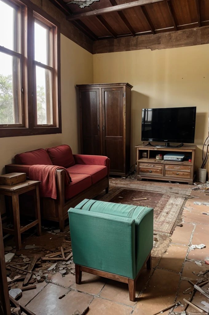 A broken house and lots of TV Dish Indian