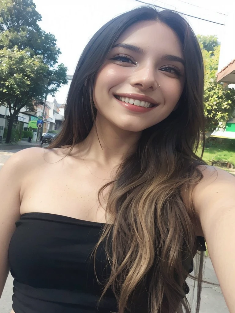 curvy woman with long hair and black blouse smiling, fernanda suarez, beautiful and smiling, powder Nándor Katona, kind smile, looks like fabiula natal, she is smiling, smile cute, 19 years old, she is smiling and happy, she has 2 3, Julia Fontes, 1 8 are