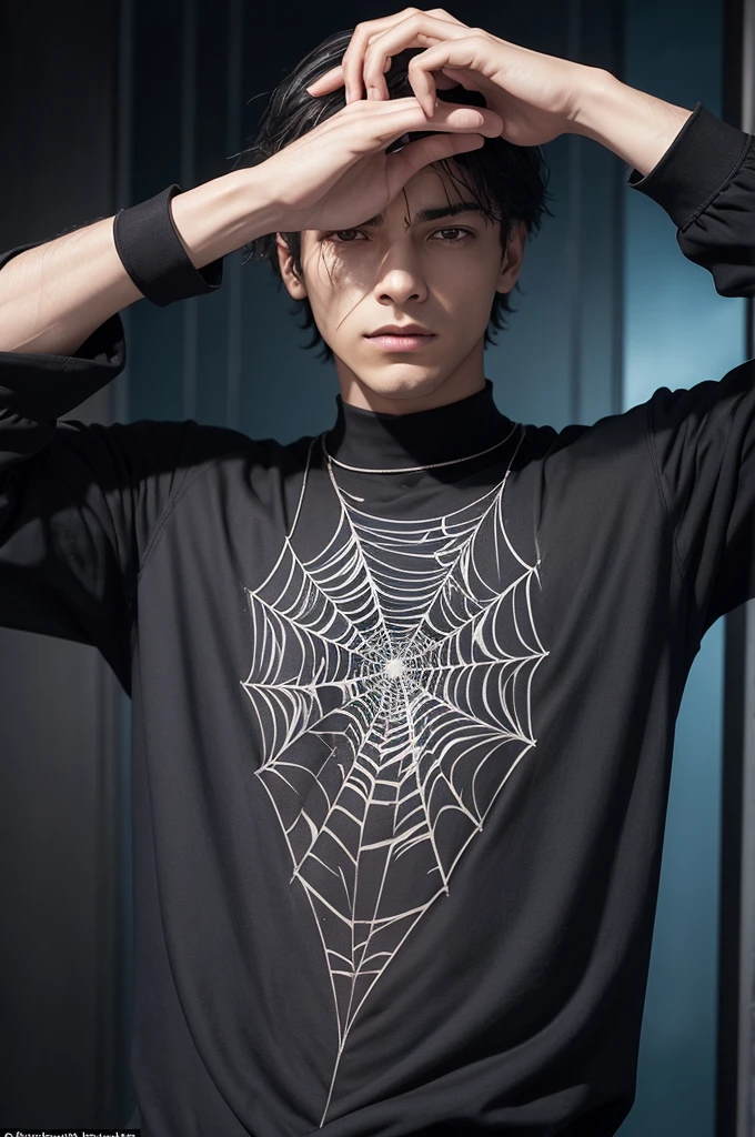 palms, where the matrix of a seal spread out across his palms, and then then spiralled out between his fingers and up to criss cross around his wrists, reminiscent almost of a pair of spiderwebs