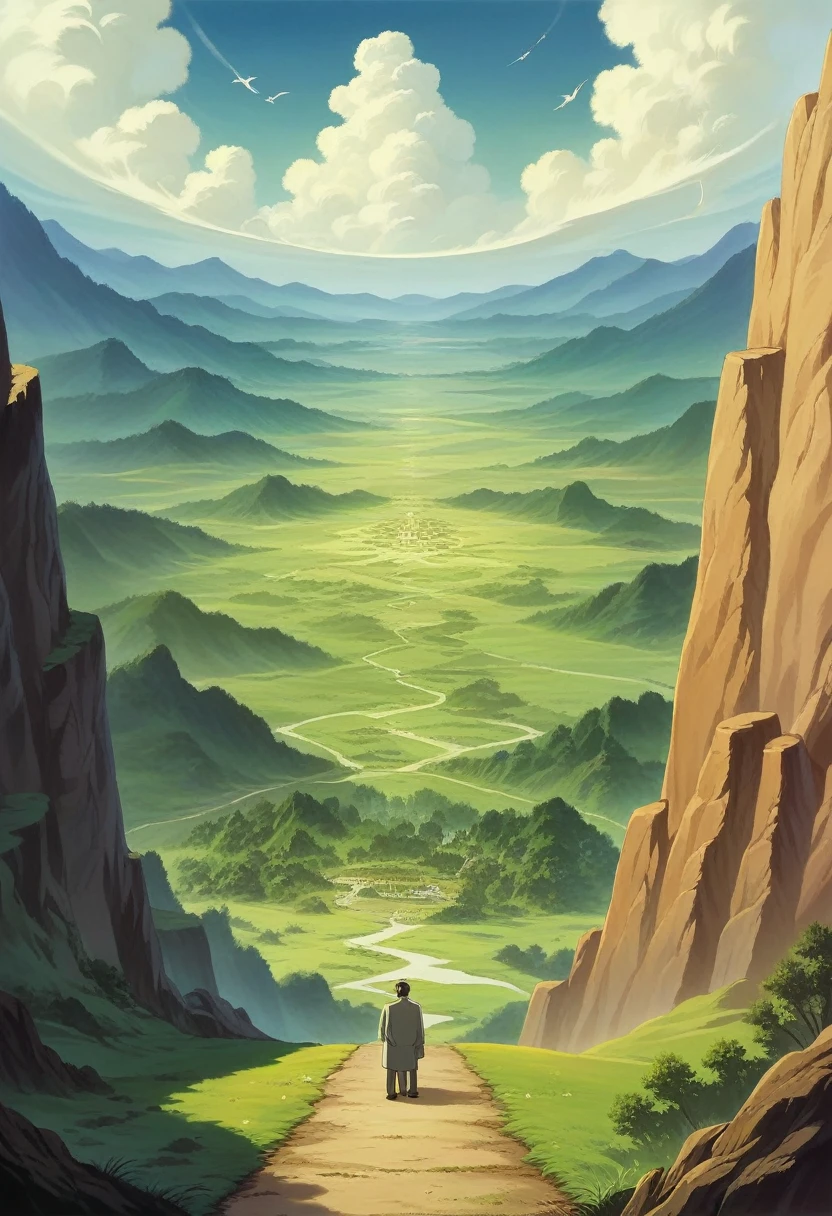 Studio Ghibli-style anime movies, Movie stills, Highest quality, masterpiece, Representative works, Official Art, Professional, Extremely elaborate details, 8K, landscape, nature, Nausicaä of the Valley of the Wind