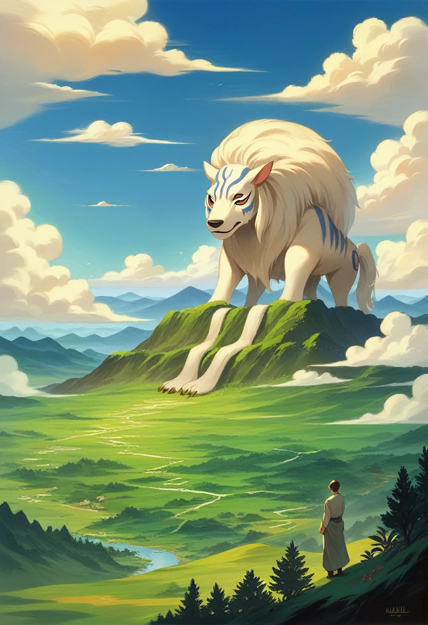 Studio Ghibli-style anime movies, Movie stills, Highest quality, masterpiece, Representative works, Official Art, Professional, Extremely elaborate details, 8K, landscape, nature, Princess Mononoke