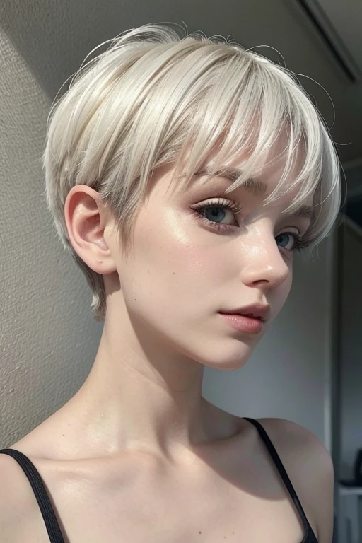 Shorthair white girl short white hair 