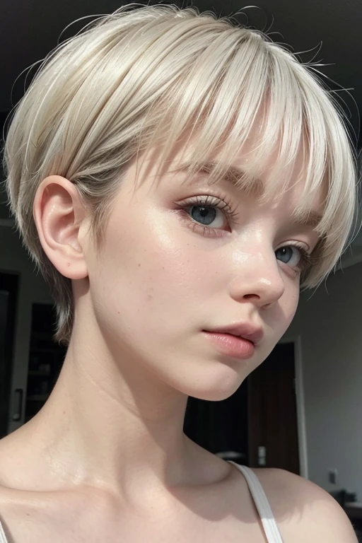 Shorthair white girl short white hair
