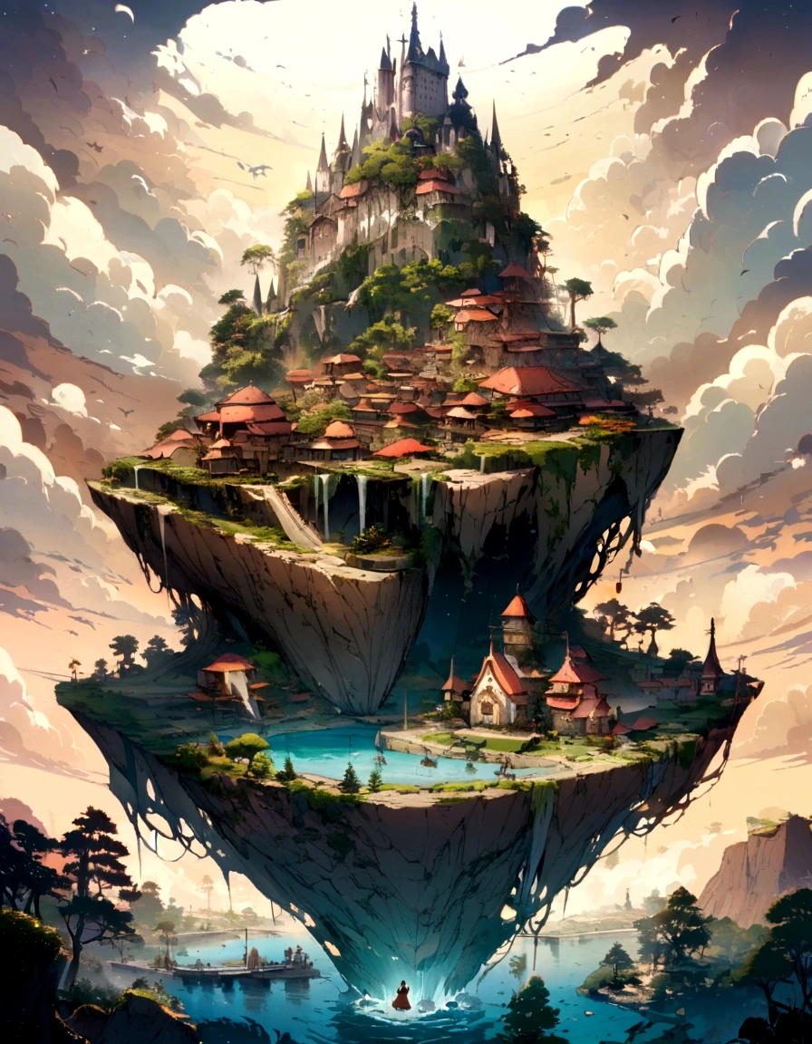 terre feu air eau, paysage et deux personnages