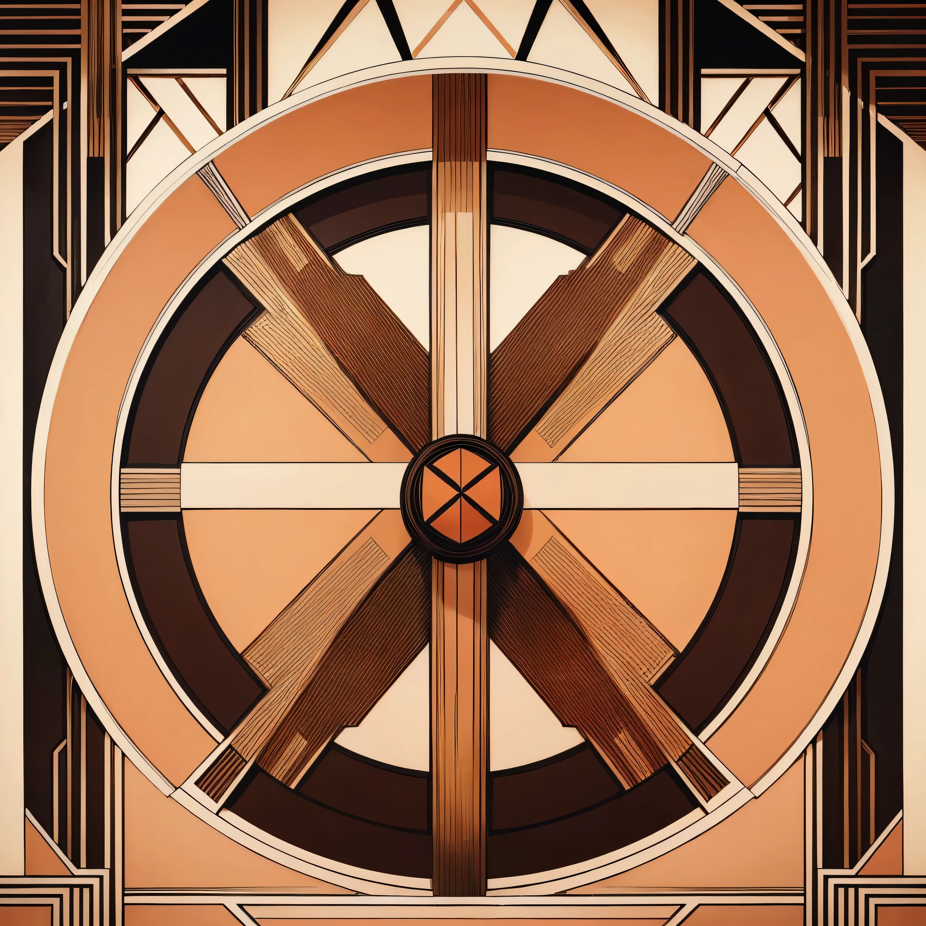 (art deco :1.3), brown and peach colors art design, ideal for stickers, t-shirts, posters, thick wide brush strokes