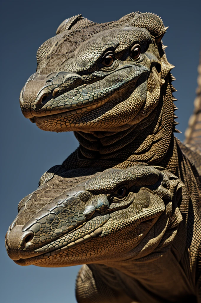 Komodo dragon part of its head in 3D animated
