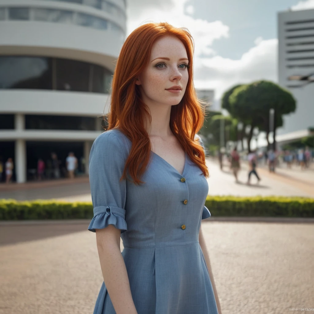 super cute redhead woman in hyperrealistic brasilia