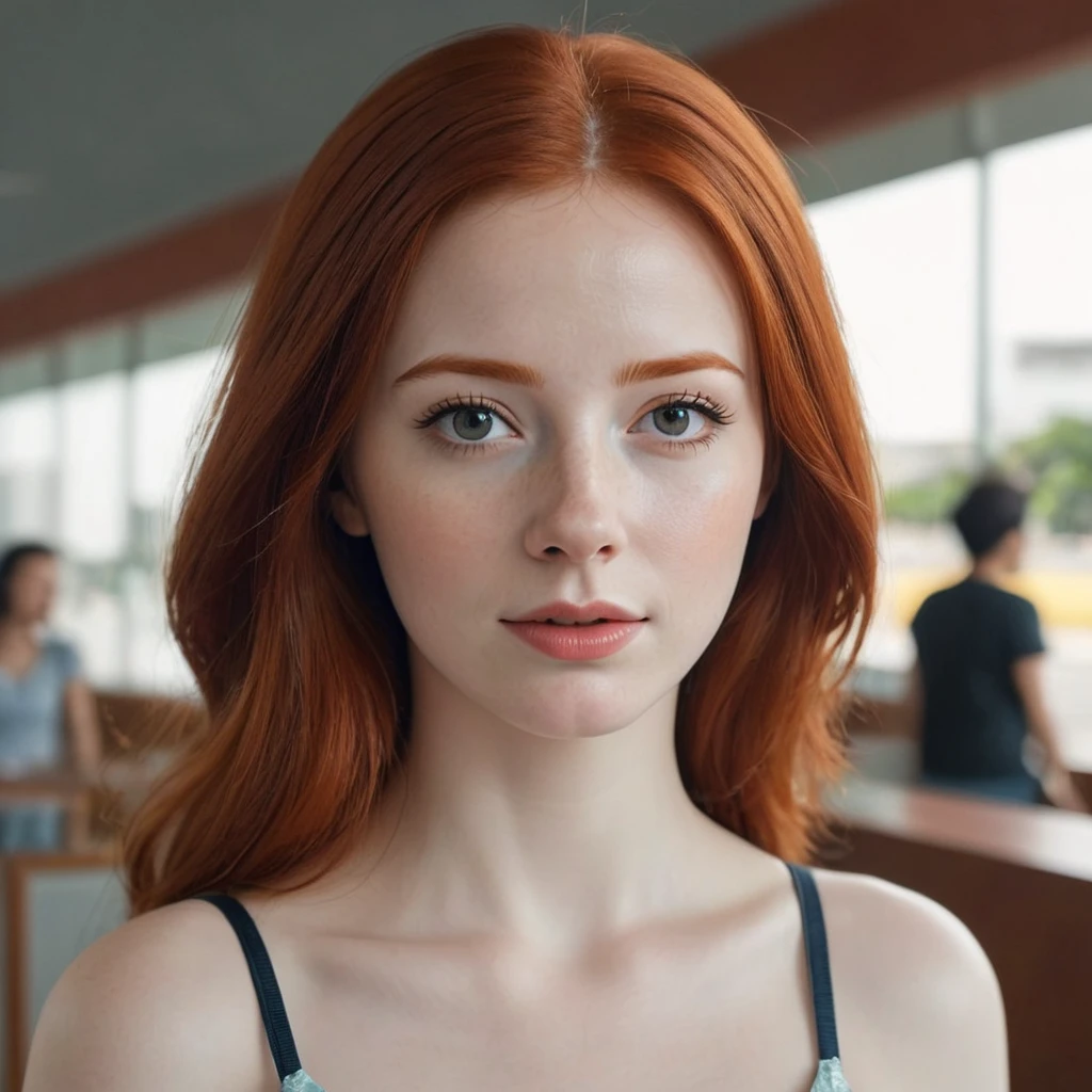 super cute redhead woman in hyperrealistic brasilia