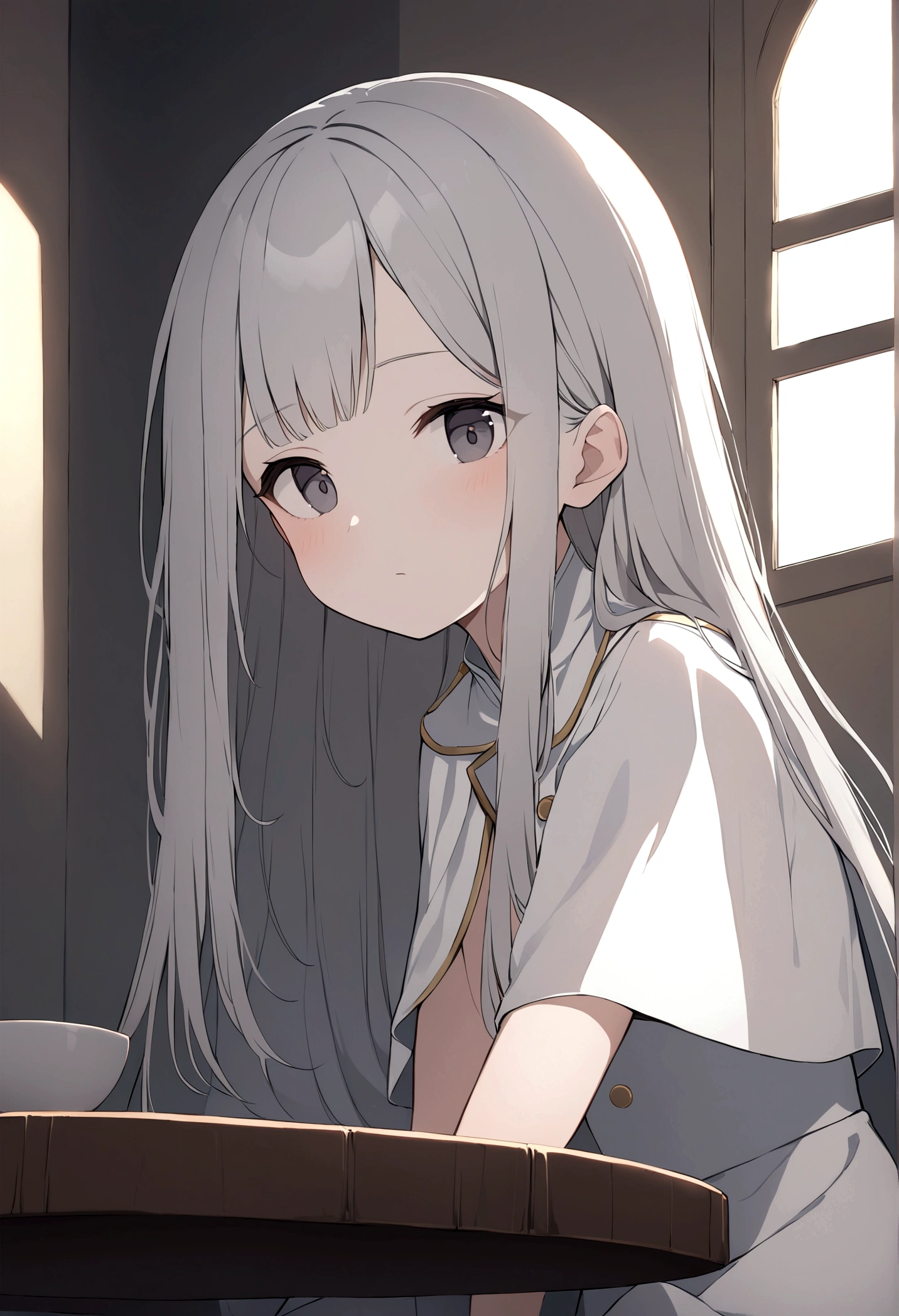 One girl, That will happen, View your viewers, Gray Hair, there is nothing, Cat ear, Feline tail, White shirt, Open clothes, Russian cities, ba-shiroko