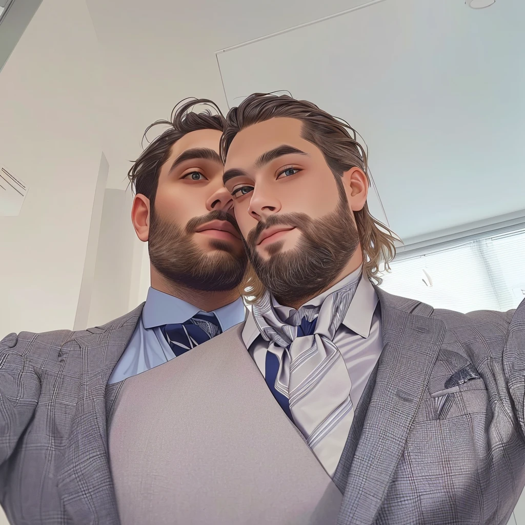 there is a man with a beard and a suit and tie, selfie of a man, wearing a suit and a tie, wearing suit and tie, wearing a suit and tie, wearing a shirt with a tie, looking up at camera, suit and tie, wearing business suit, in the office, in his suit, he is wearing a suit, 8k selfie photograph
