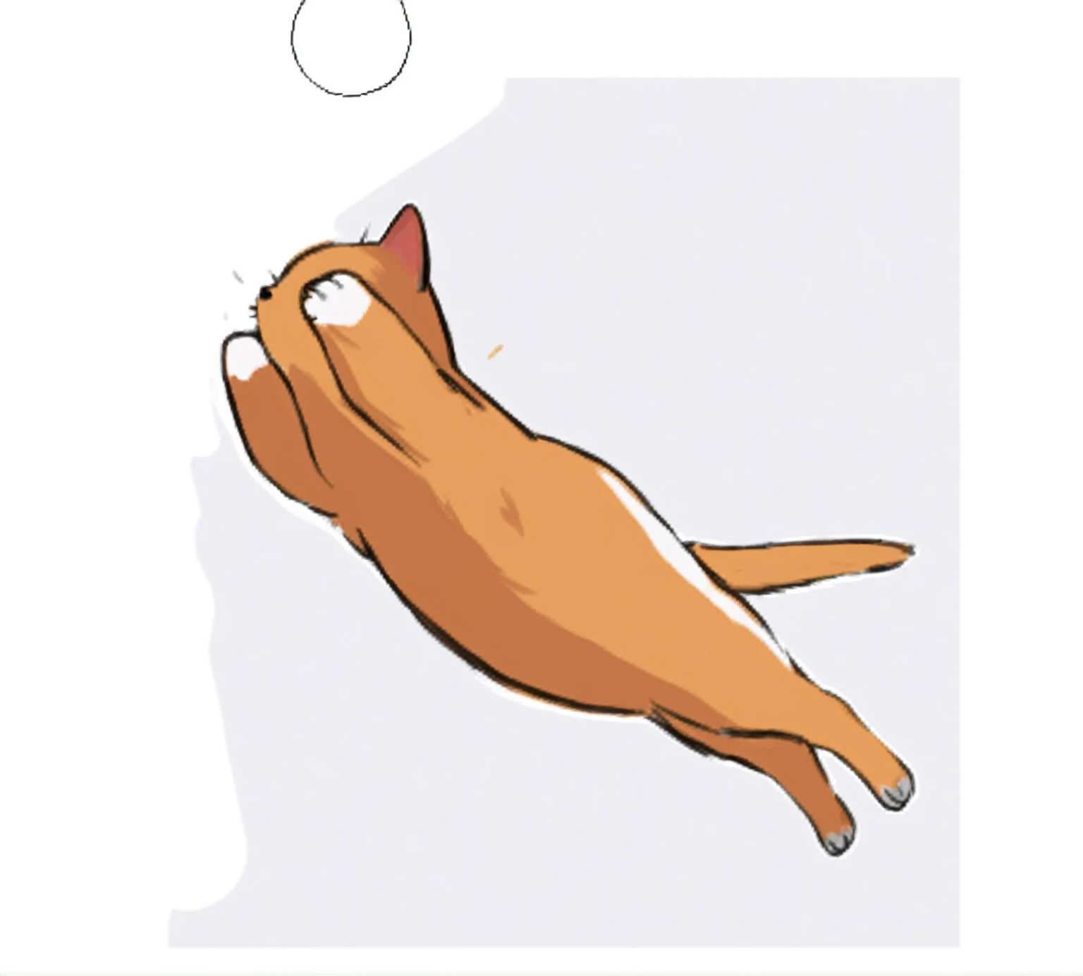 there is a drawing of a cat that is jumping up, cat is floating in air, illustration of a cat, ginger cat in mid action, catdog, the cat is orange, illustration of 2 cats, drawn in microsoft paint, anime cat, an orange cat, drawn with photoshop, ( dog ) jumps over hill, sora as a cat