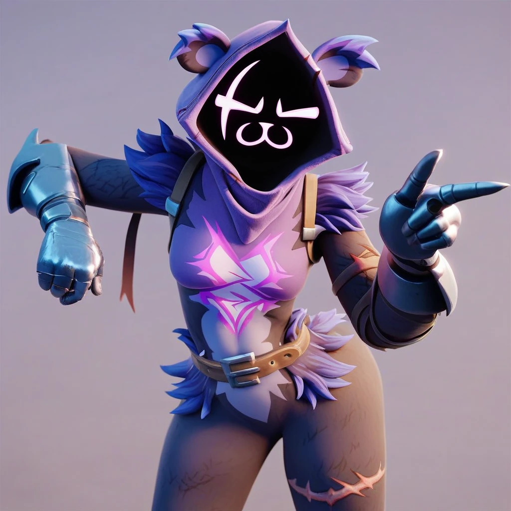 Raven team leader,purple hoodie, with no face, shadowed face, animal ears,purple skin, scar on eye, body skin, purple fur, waist belt, torso symbol, metal gloves, pointing your ass at the viewer, leaning forward, pushing, she closes her eyes, hands resting on top of a small wall, her with her eyes closed, hands are not in the air, expression of force, stomachache, stomach growling. day Of course