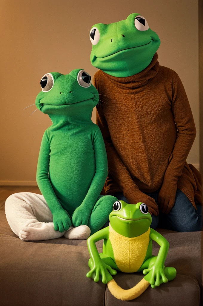 A cartoon cat and frog together chillin