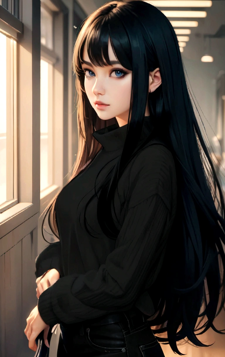high-quality textures, 4K, realistic anime, perfect eyes with black eyeliner