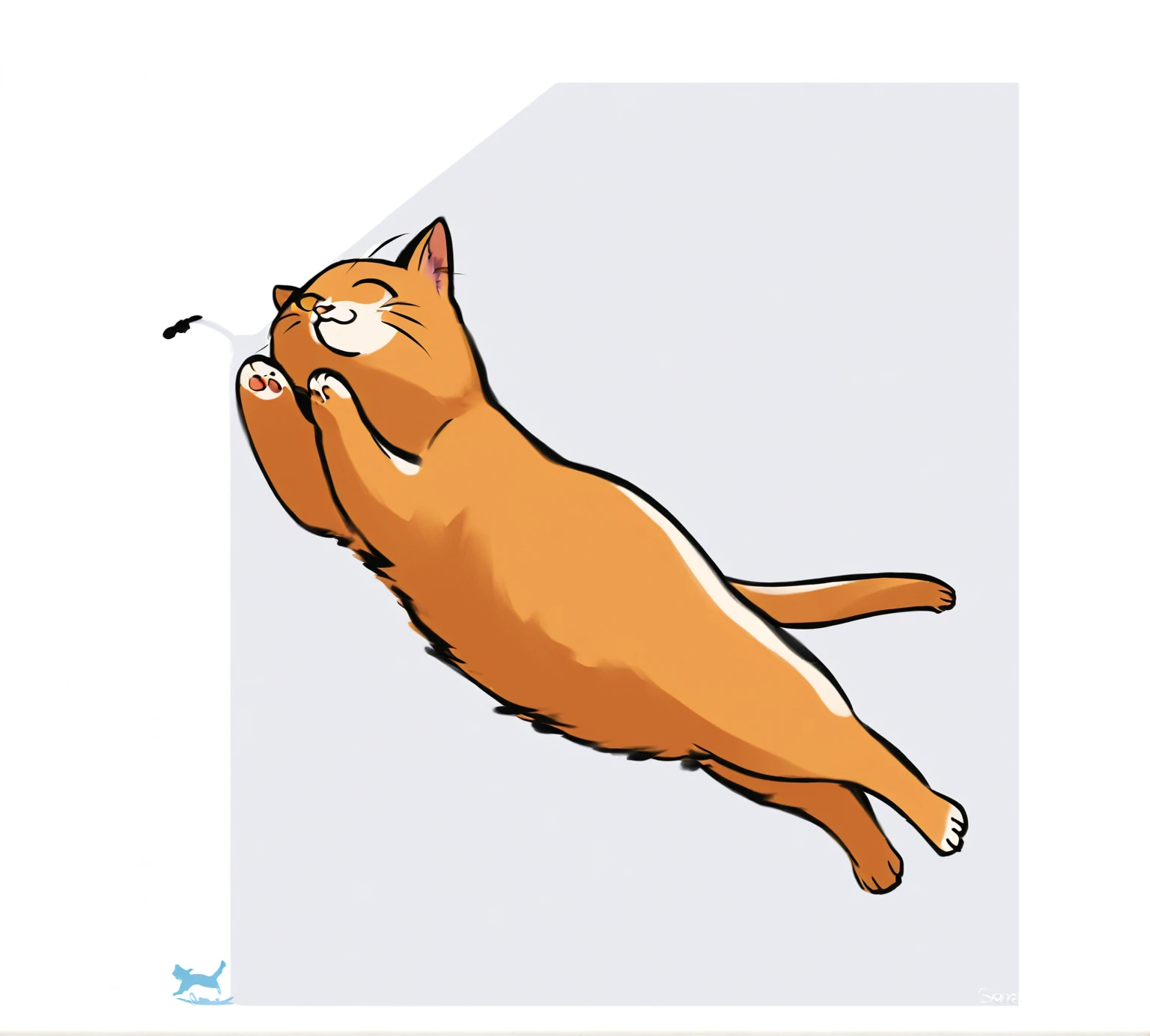 there is a drawing of a cat that is jumping up, cat is floating in air, illustration of a cat, ginger cat in mid action, catdog, the cat is orange, illustration of 2 cats, drawn in microsoft paint, anime cat, an orange cat, drawn with photoshop, ( dog ) jumps over hill, sora as a cat