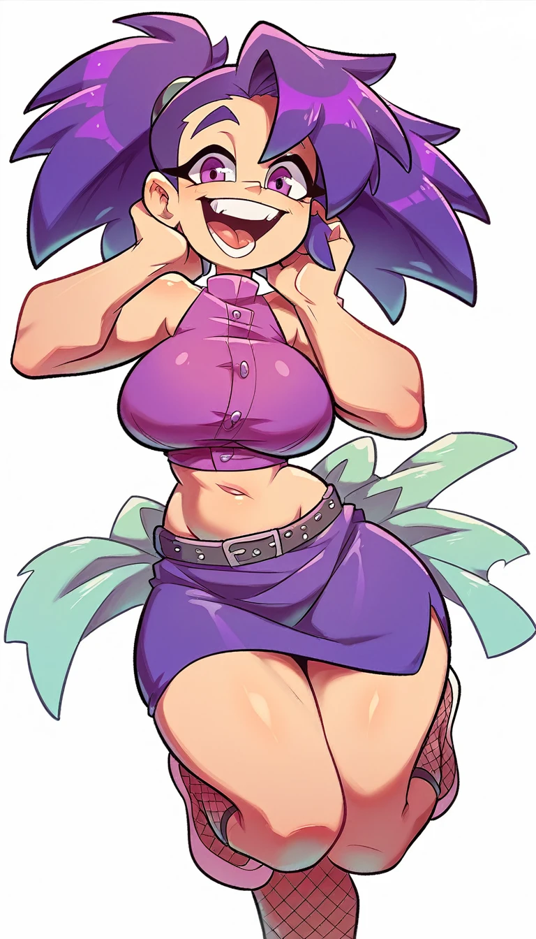 masterpiece, best quality, highres, dragon ball, blmlong, aqua hair, blunt bangs, long hair, playboy bunny, rabbit ears, black pantyhose, red bowtie, wrist cuffs, black leotard, large breasts, cowboy shot, evil smile, (gropping boobs:1.2), ancient ruins, country side, nipples, leaning forward