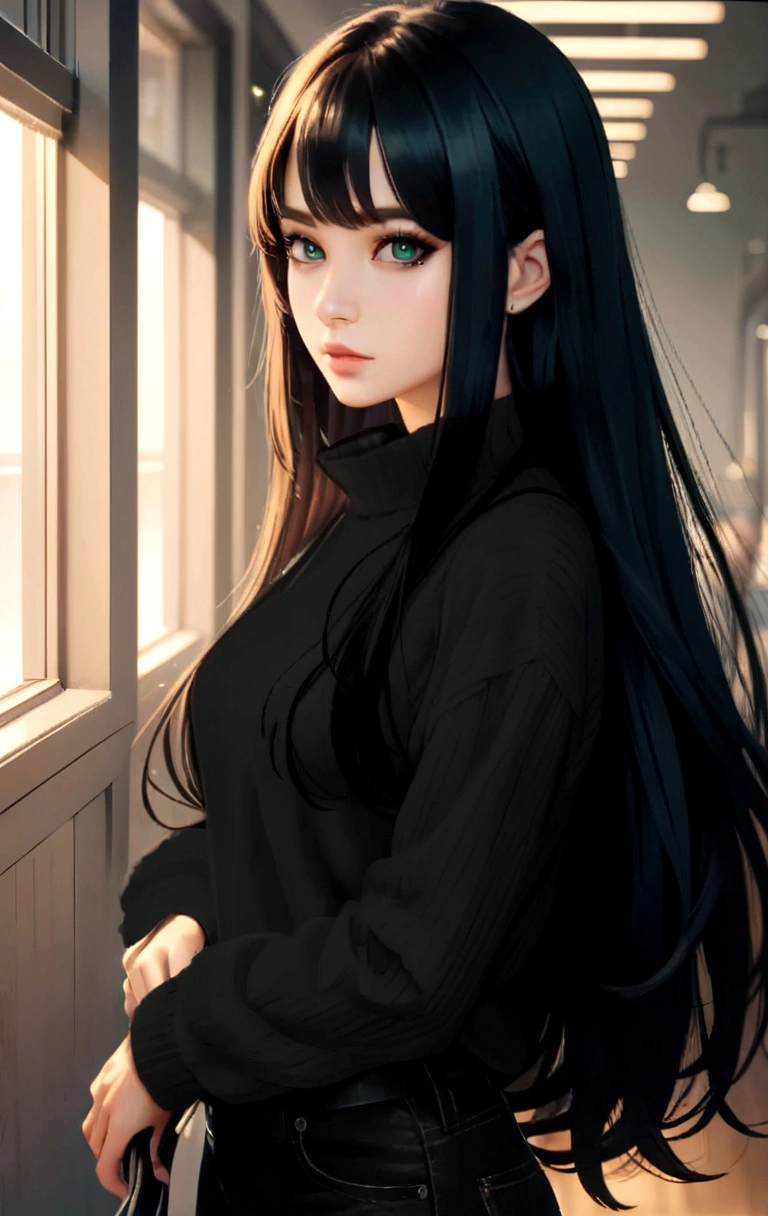 high-quality textures, 4K, realistic anime, perfect eyes with black eyeliner, very green eyes, gorgeous eyes, perfect silios. 