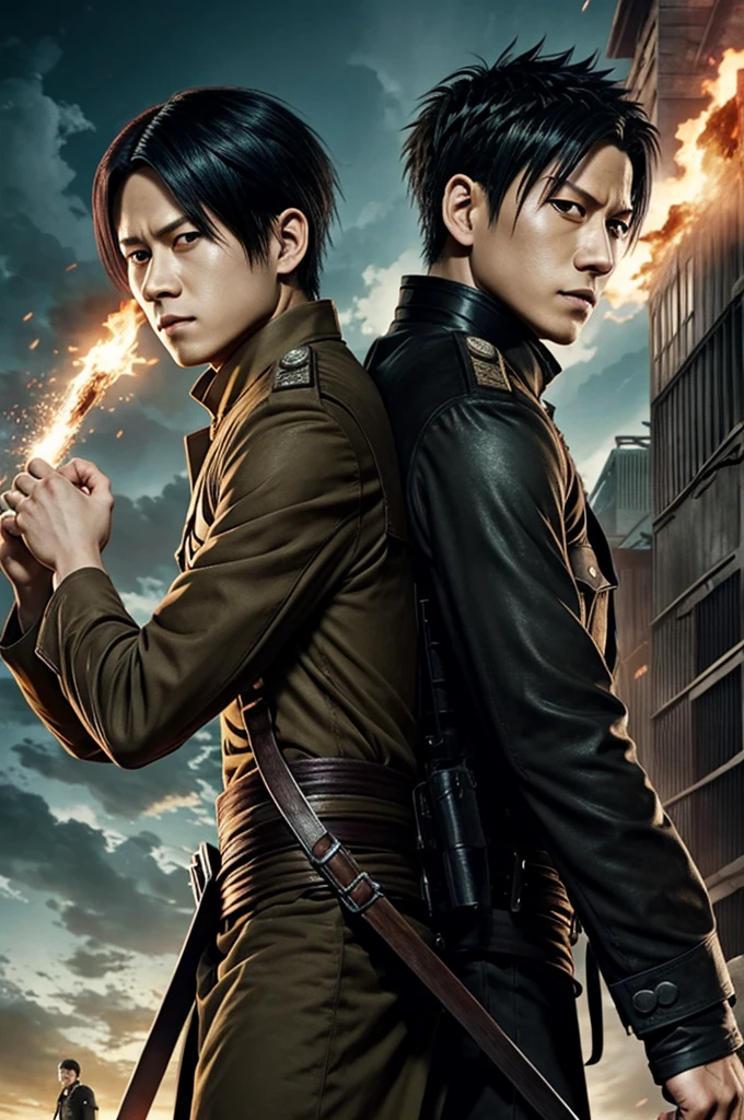 Levi from attack on titan and gojo from jujutsu kaisen together