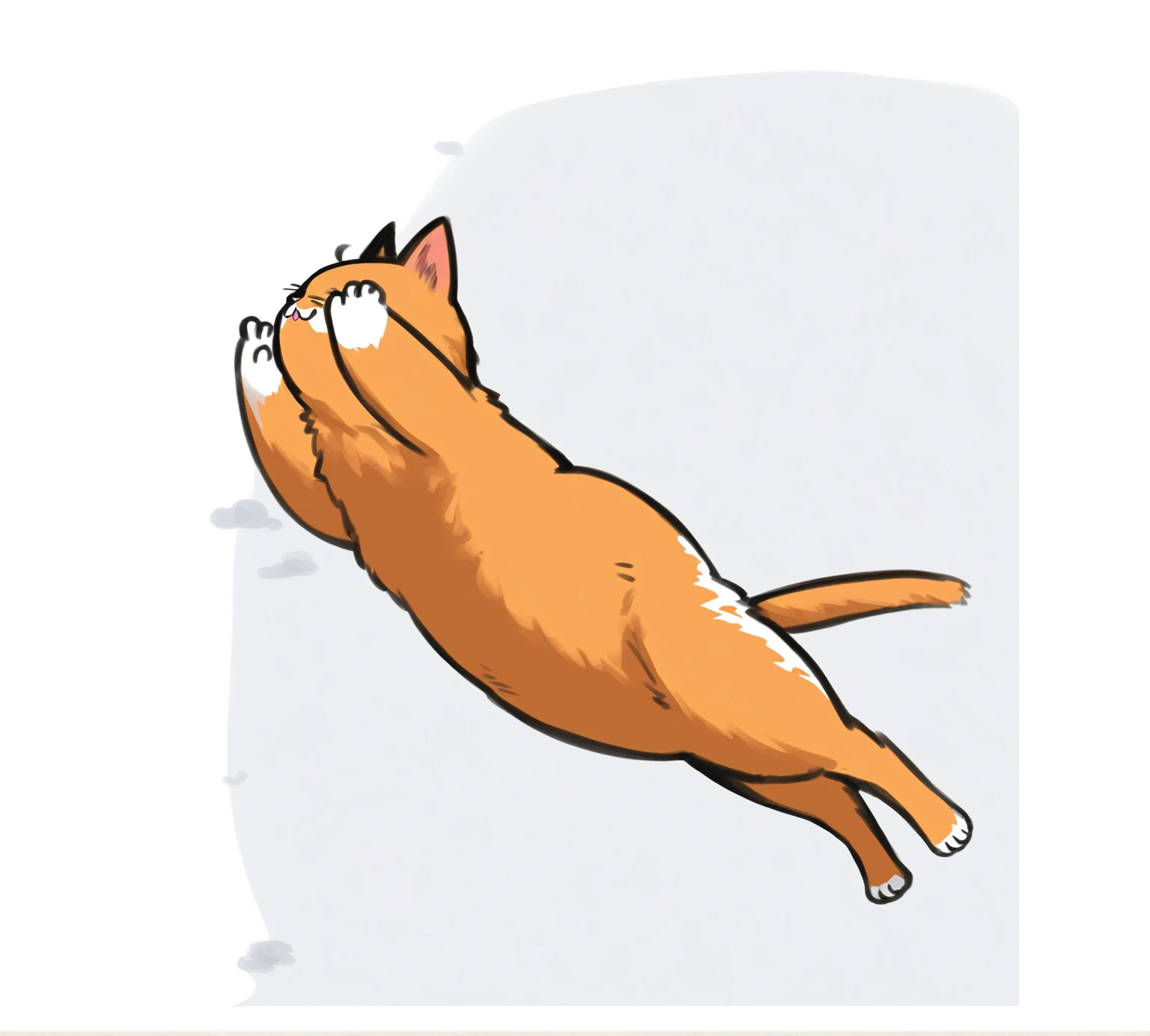 cartoon of a cat that is jumping up, cat is floating in air, illustration of a cat, ginger cat in mid action, catdog, the cat is orange, illustration of 2 cats, drawn in microsoft paint, anime cat, an orange cat, drawn with photoshop, ( dog ) jumps over hill, sora as a cat, oversized_hindquarters, thick tail, an obese, fat cat
