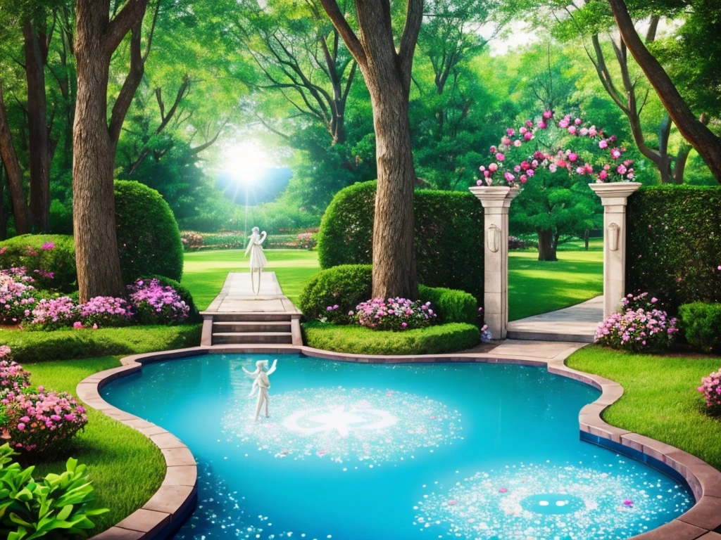 Open the dimensional gate where Cupid stands, Surrounded by floating 3D hearts and roses, Lovers、Twin Ray、Twin Flame、universe、Star、流れStar、like、lover、Couple、Healing space、Men and women
