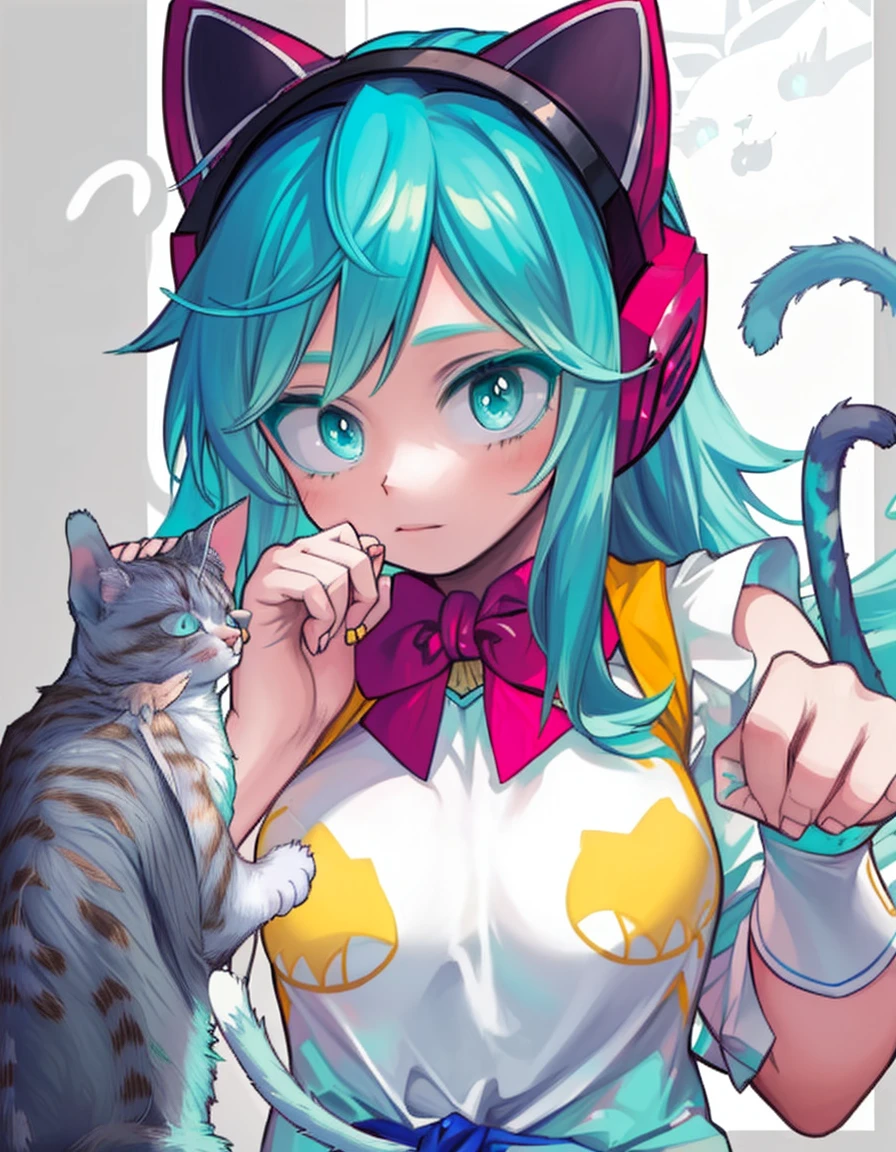 ((masterpiece, best quality:1.5)), ((Beautiful detailed cat aqua eyes:1.2)), cat ears, pale skin, medium breasts, beautiful hands, beautiful fingers, EasyNegative