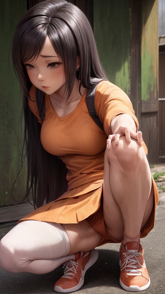 lixiaoyu,Squatting on the ground,Black skirt,Open your legs,White,White,Lace,Tight Fit