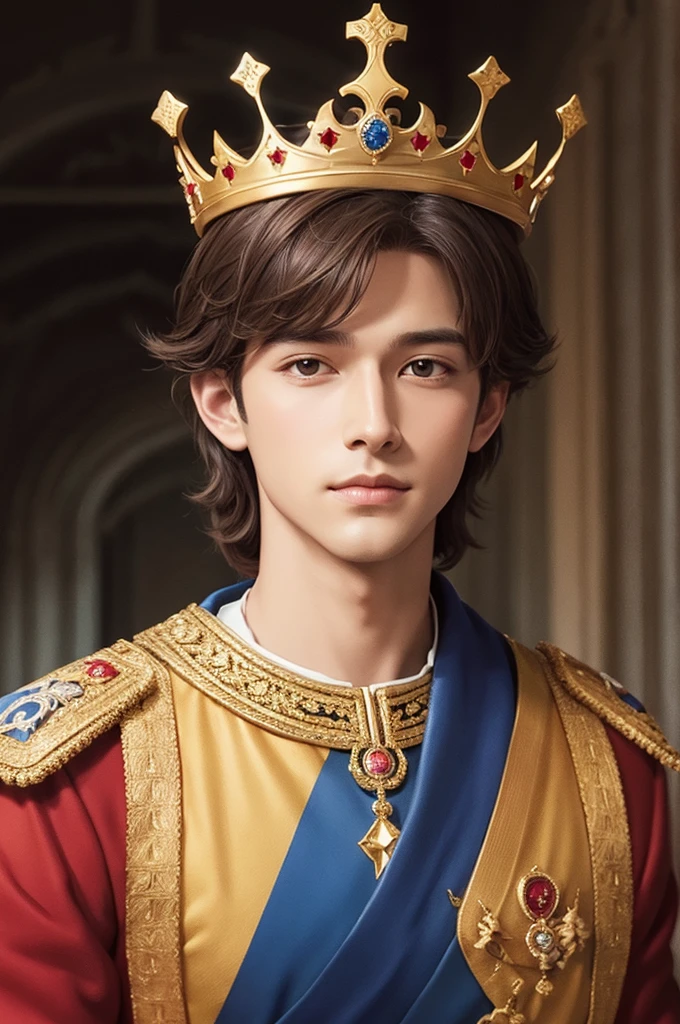 Illustration of a handsome prince wearing a crown