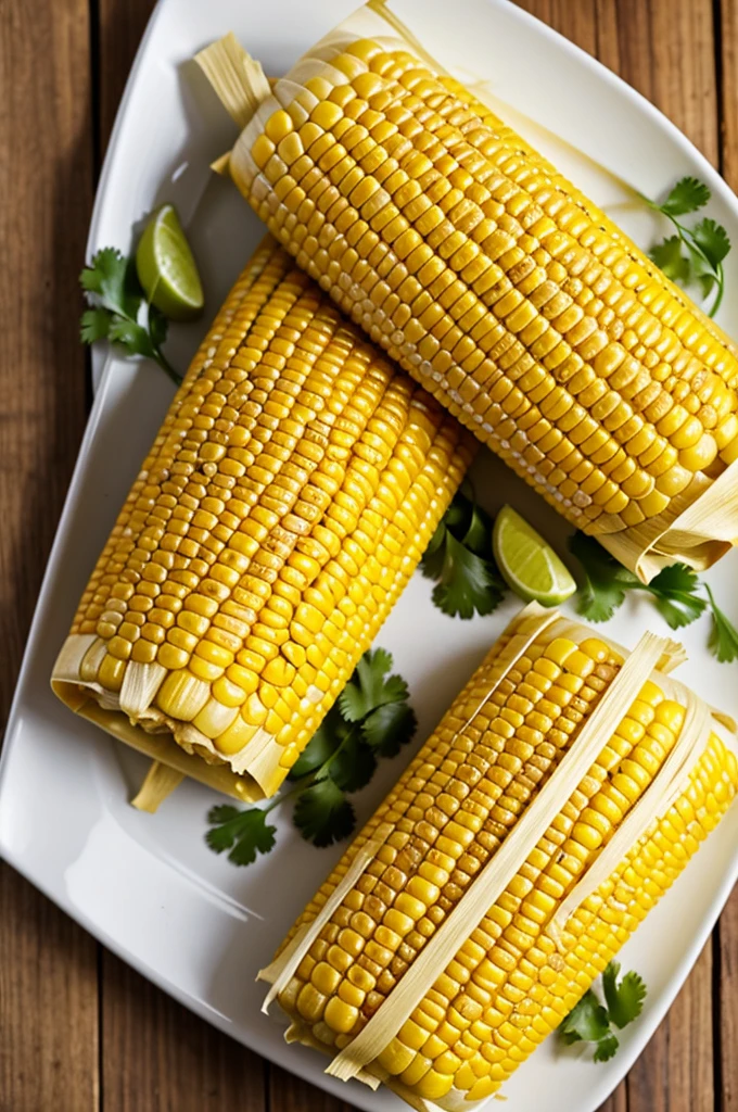 Sweet corn tamales, wrapped in corn husks.