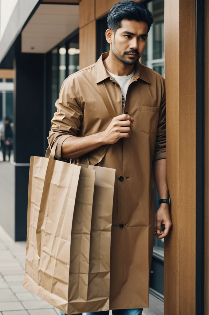 Man with Kraft paper bags