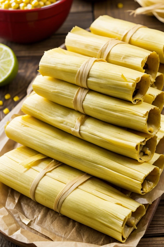 tamales, wrapped in corn husks.