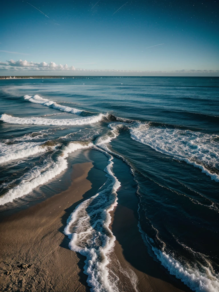 Create a beach and make the sky the most beautiful image in outer space