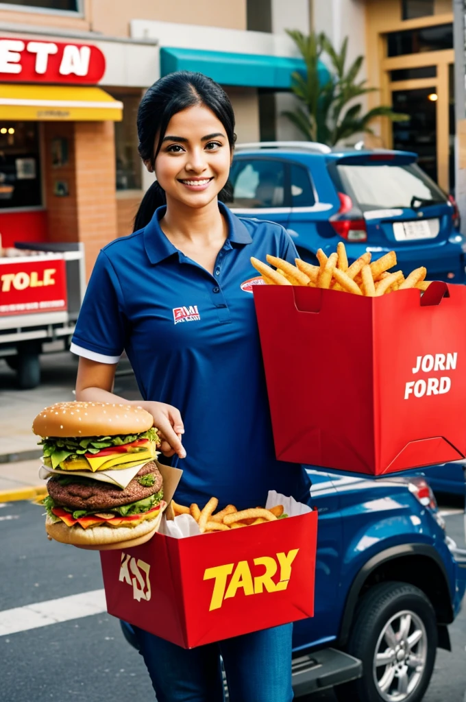 Fast food delivery woman 
