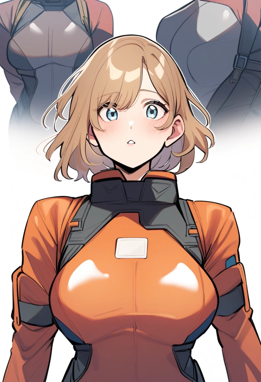 A girl，Asuka，Combat Suit，For the audience，bust，White background