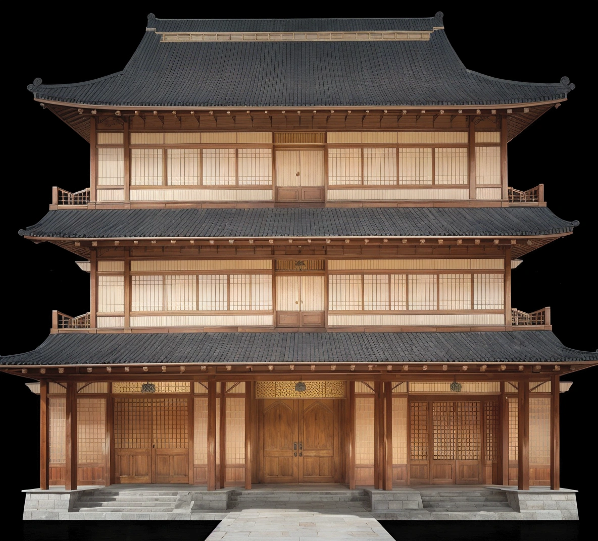 a cartoon illustration of a chinese building with a door and windows, an extremely detailed building, zen temple background, japanese temple, european japanese buildings, japanese house, ancient japanese architecture, digital painting of a pagoda, chinese building, temple background, japanese architecture, japanese temples, background depicting a temple, a temple, inspired by Tōshi Yoshida, temple