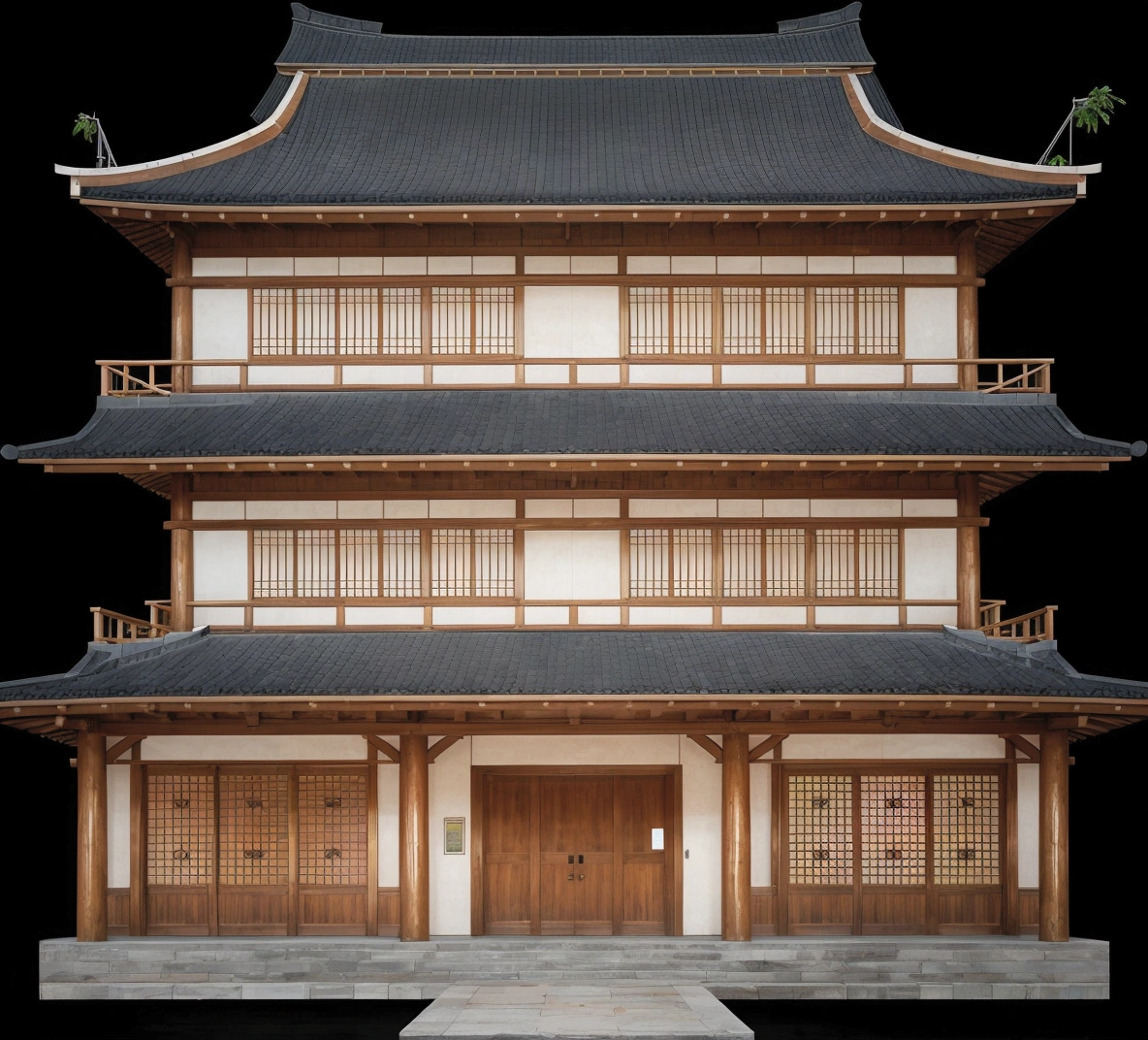 a cartoon illustration of a chinese building with a door and windows, an extremely detailed building, zen temple background, japanese temple, european japanese buildings, japanese house, ancient japanese architecture, digital painting of a pagoda, chinese building, temple background, japanese architecture, japanese temples, background depicting a temple, a temple, inspired by Tōshi Yoshida, temple