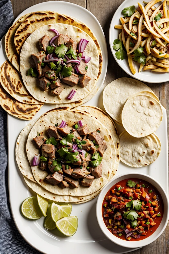 Pork marinated in annatto, served with red onion and tortillas.