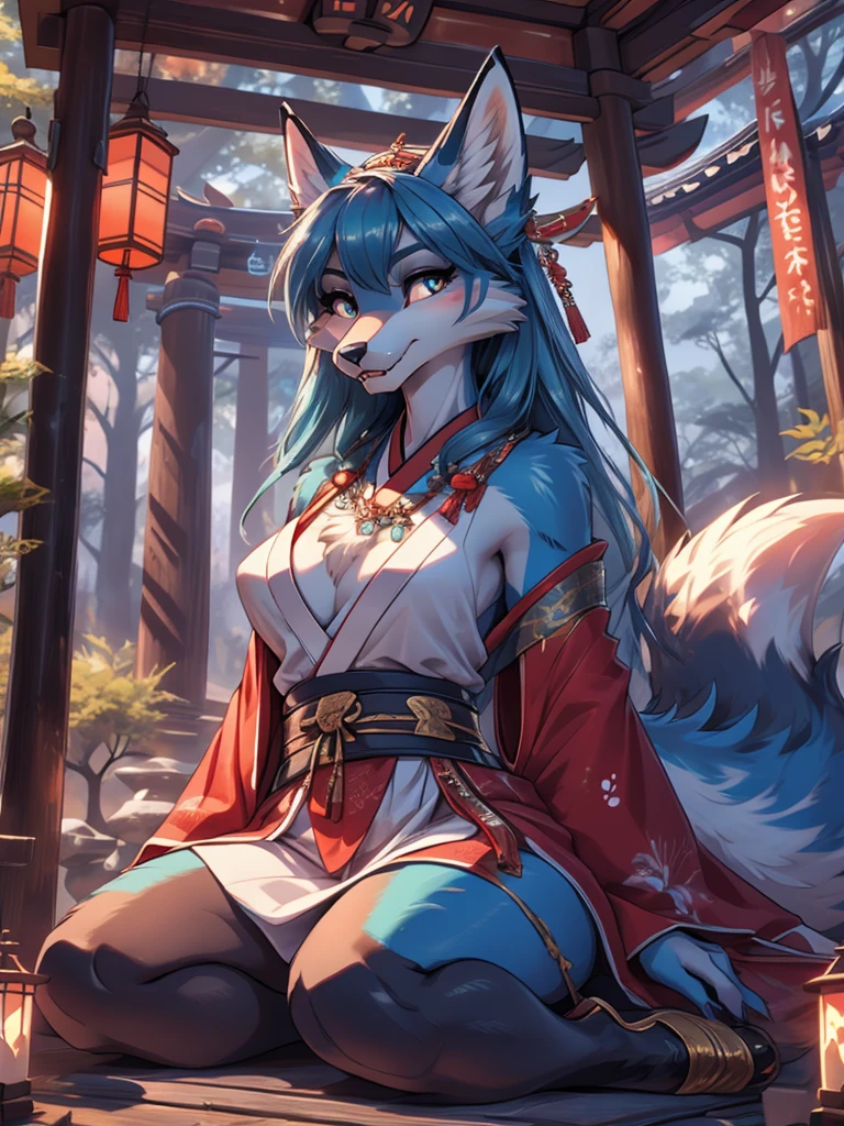 Anthro female blue fox high definition good anatomy addition_detailed:1, Blue fur,Fox Ears, tribal tattoo addition_detailed:1, cute girl addition_detailed:1, feudal priestess clothing addition_detailed:1, japanese shrine landscape addition_detailed:1, japanese shrine costume addition_detailed:1, addition_detailed:1, full body addition_detailed, highly detaileded face, deep aqua iris addition_detailed:1, Wolf Claws, sharp fangs addition_detailed:1, wild slut addition_detailed:1detailedなボディ, Barefoot hairy character ,One girl,Person sitting barefoot in the snow, Nice legs, Soles and pads,Smiling Vagina Outdoors,nature