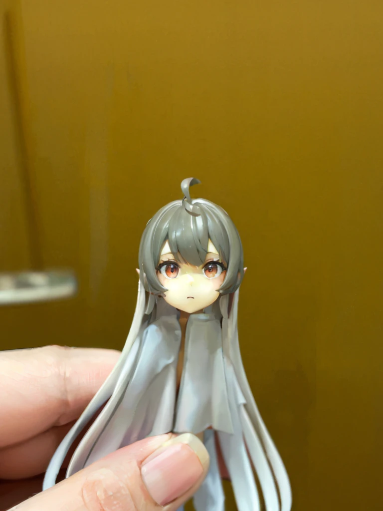 8K, (Tabletop), (High resolution), (dramatic), (Natural light), (small), 1 Girl, young, Baby Face, Flat Chest, , Gray Hair, Long Hair, (Straight Hair Skin)), Beautiful Hair, White clothes, dress, Long bangs, ((Cape)), White Skirt, (uniform)