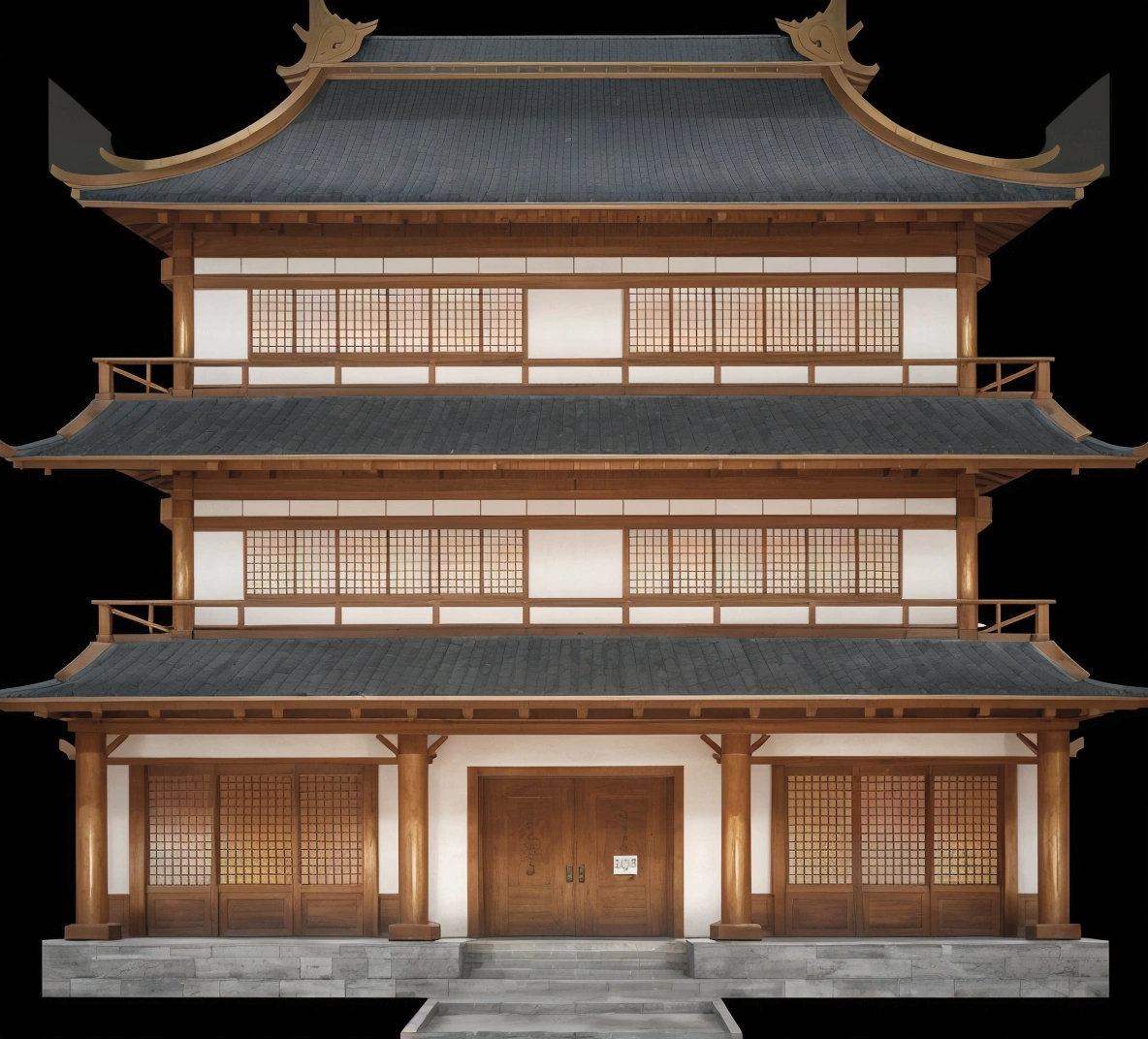 a cartoon illustration of a chinese building with a door and windows, an extremely detailed building, zen temple background, japanese temple, european japanese buildings, japanese house, ancient japanese architecture, digital painting of a pagoda, chinese building, temple background, japanese architecture, japanese temples, background depicting a temple, a temple, inspired by Tōshi Yoshida, temple