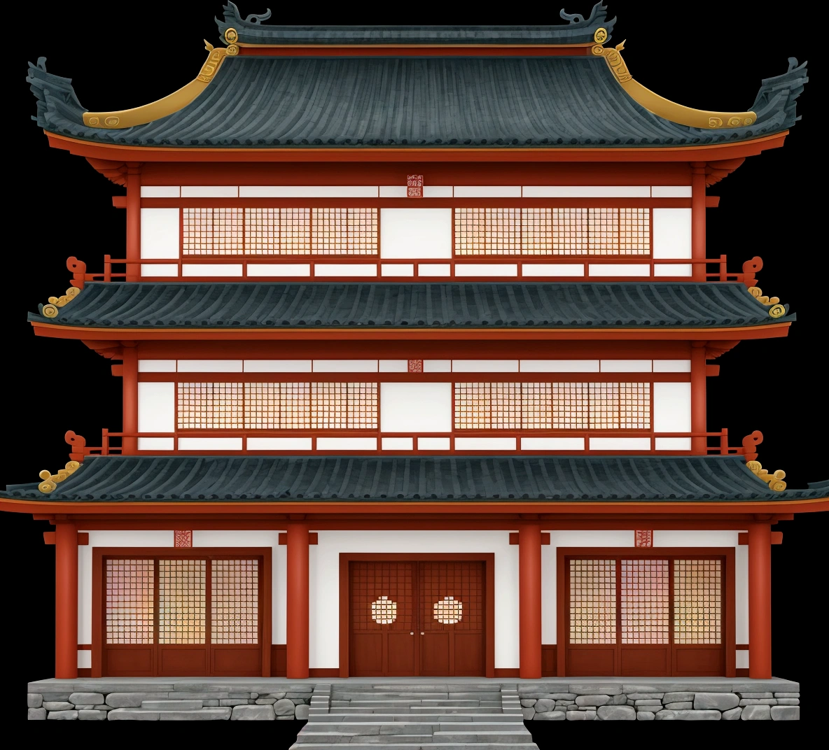 a cartoon illustration of a chinese building with a door and windows, an extremely detailed building, zen temple background, japanese temple, european japanese buildings, japanese house, ancient japanese architecture, digital painting of a pagoda, chinese building, temple background, japanese architecture, japanese temples, background depicting a temple, a temple, inspired by Tōshi Yoshida, temple