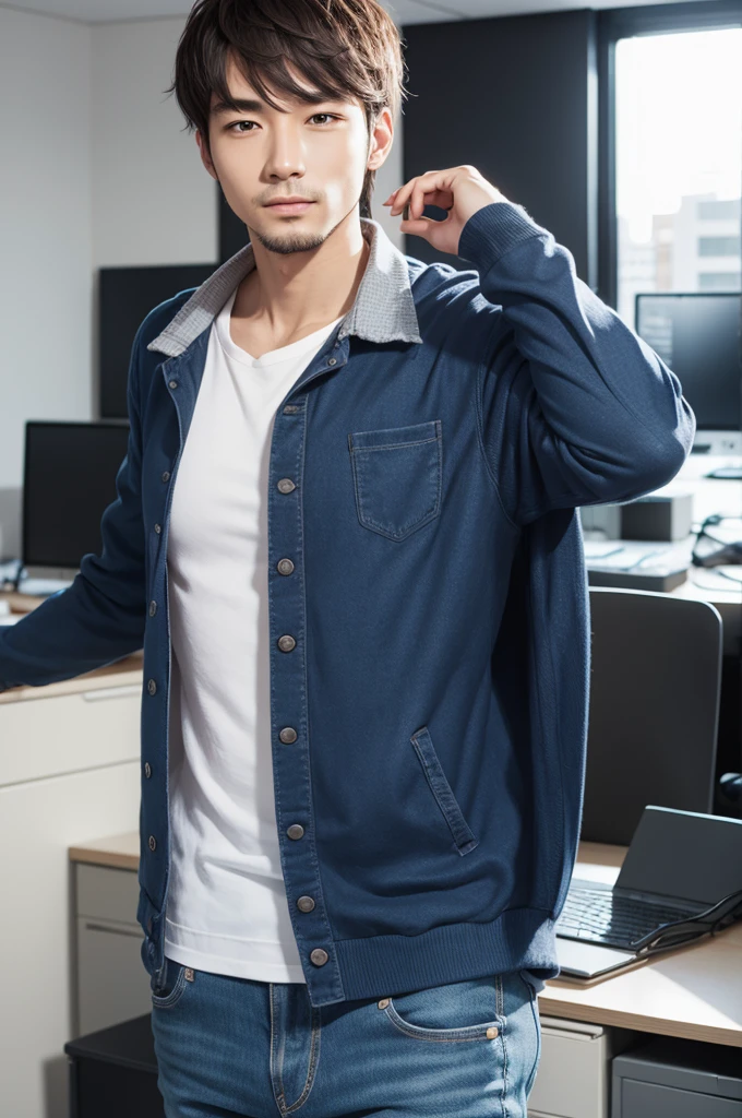 Man with a casual clothing in an office